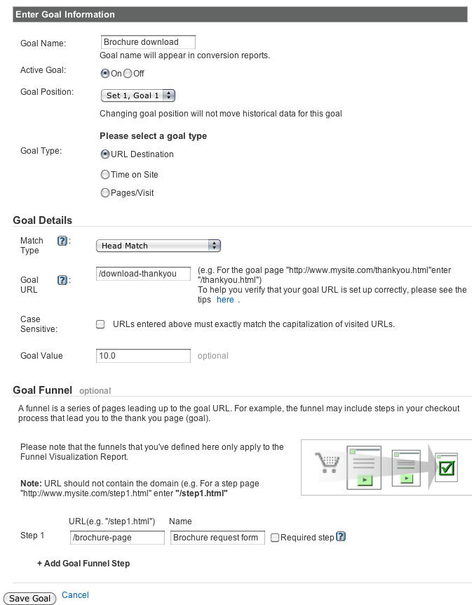 Goal setup
